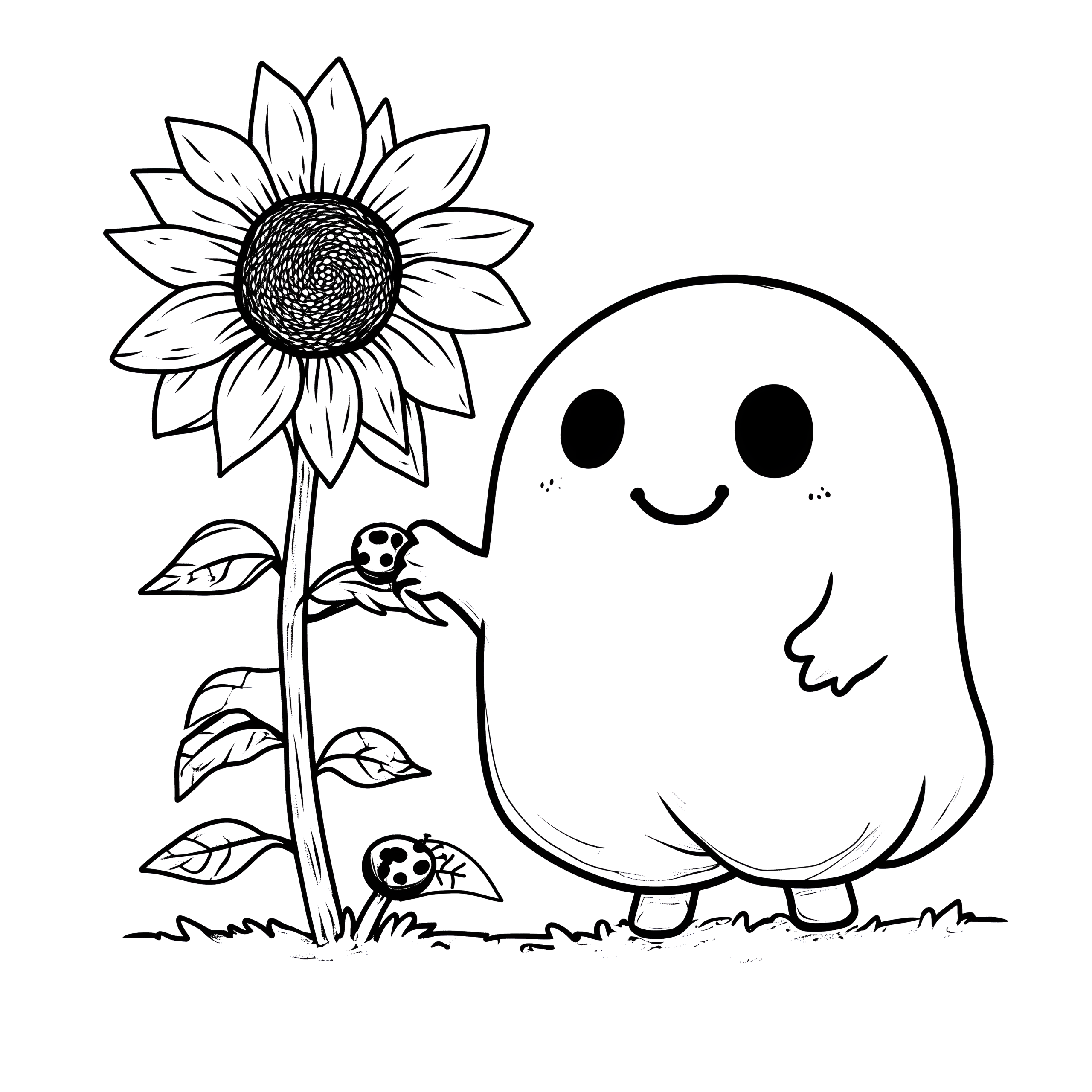 Ghost in the Garden: Freebie Coloring In Page for Adults & Kids