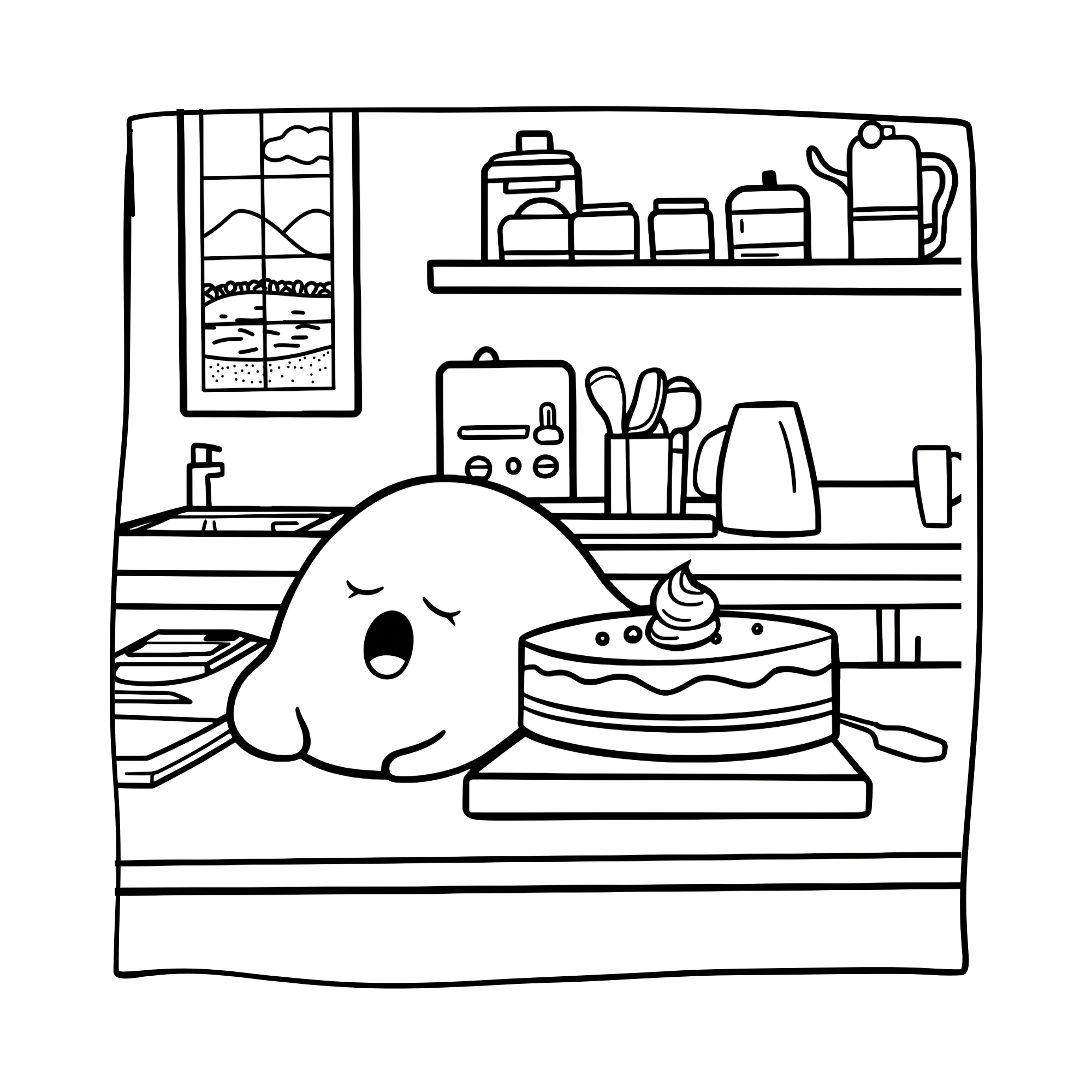 Ghostie Takes A Nap – Free Coloring Page